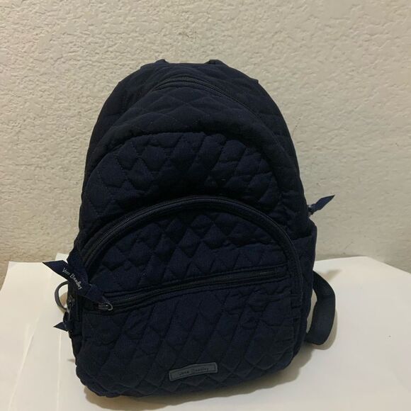 Vera Bradley Compact Backpack NAVY BLUE Essential Mini Purse Microfiber - Picture 1 of 8